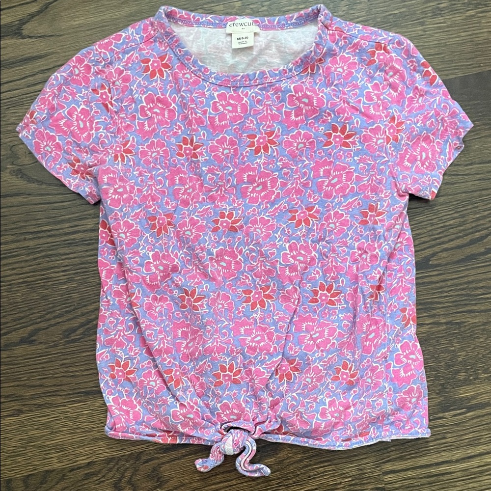 Crewcuts Pink & Purple Floral Tie-Front Tee